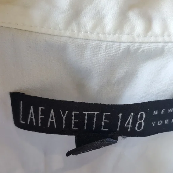 Lafayette 148 New York Blue Mandarin Collar Blouse - Picture 2 of 11